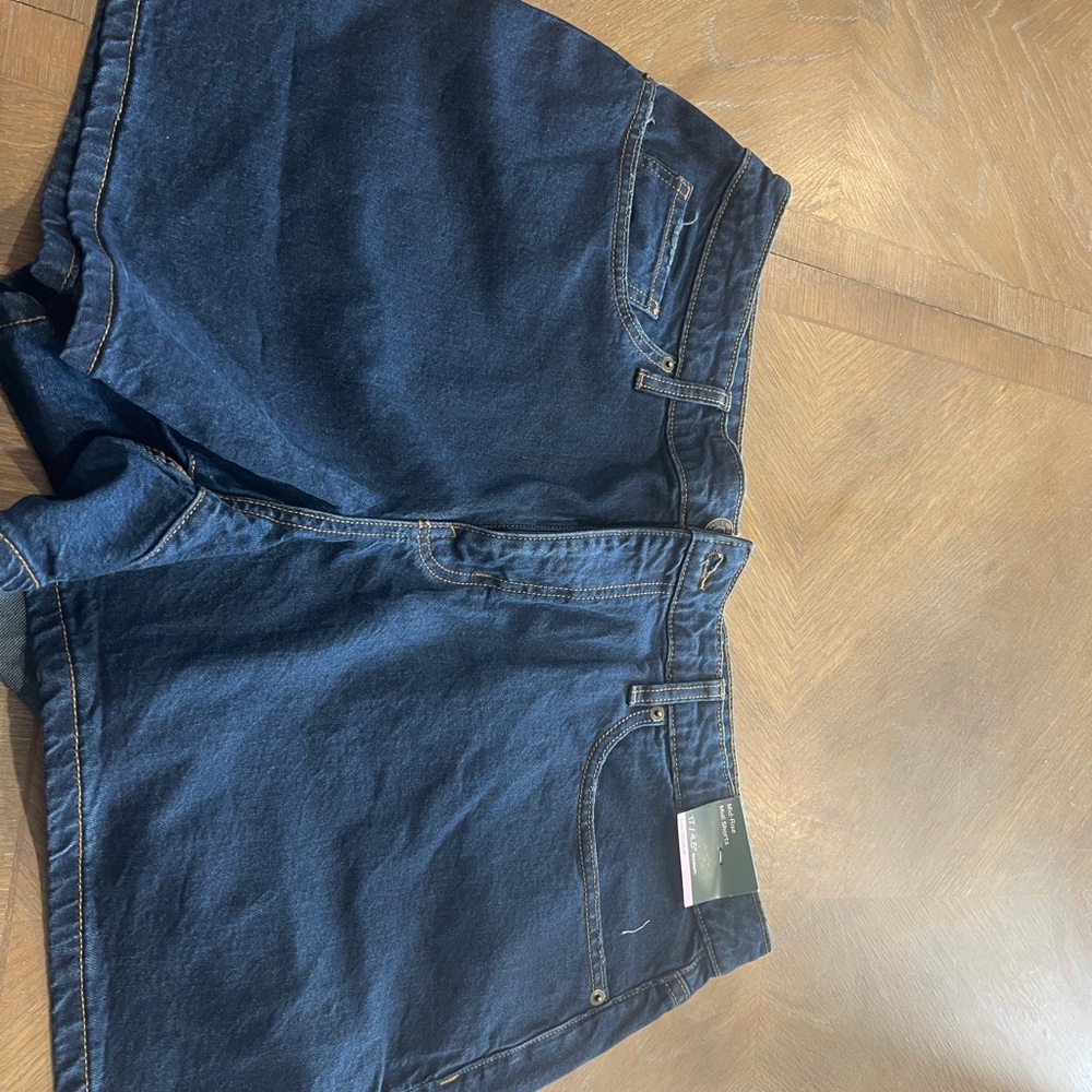 wild fable Dark Blue Mid-Rise Denim Shorts